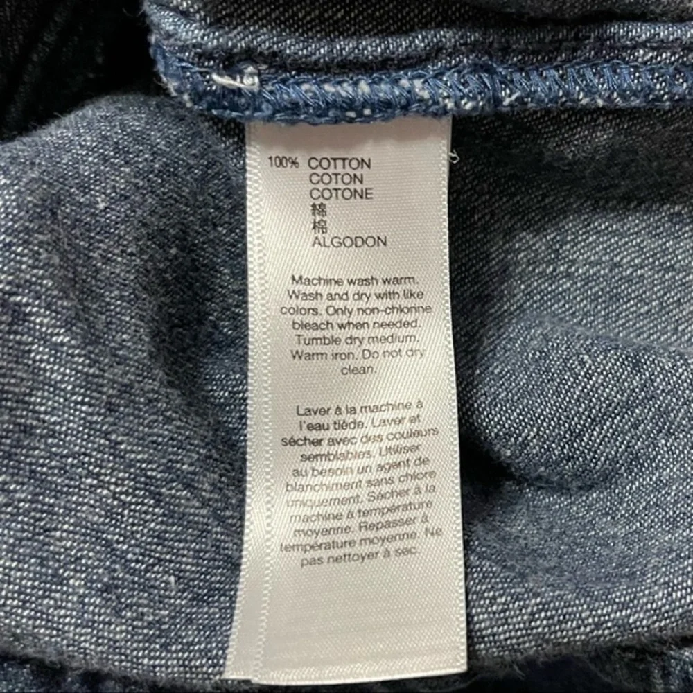 Gap Kids S 100% cotton dark‎ wash denim half button up high collar A line dress